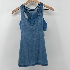 Lululemon Women 6 Glide & Stride Tank Built-In Sports Bra Illuminight Blue‎ Gym